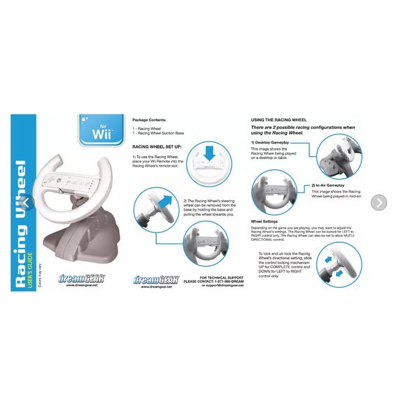 dreamGEAR - Nintendo Wii Racing Wheel (white) with Suction Mounts For Stability - Picture 5 of 10